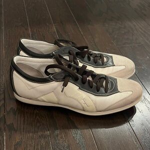 Salvatore Ferragamo Beige and Black Sneakers